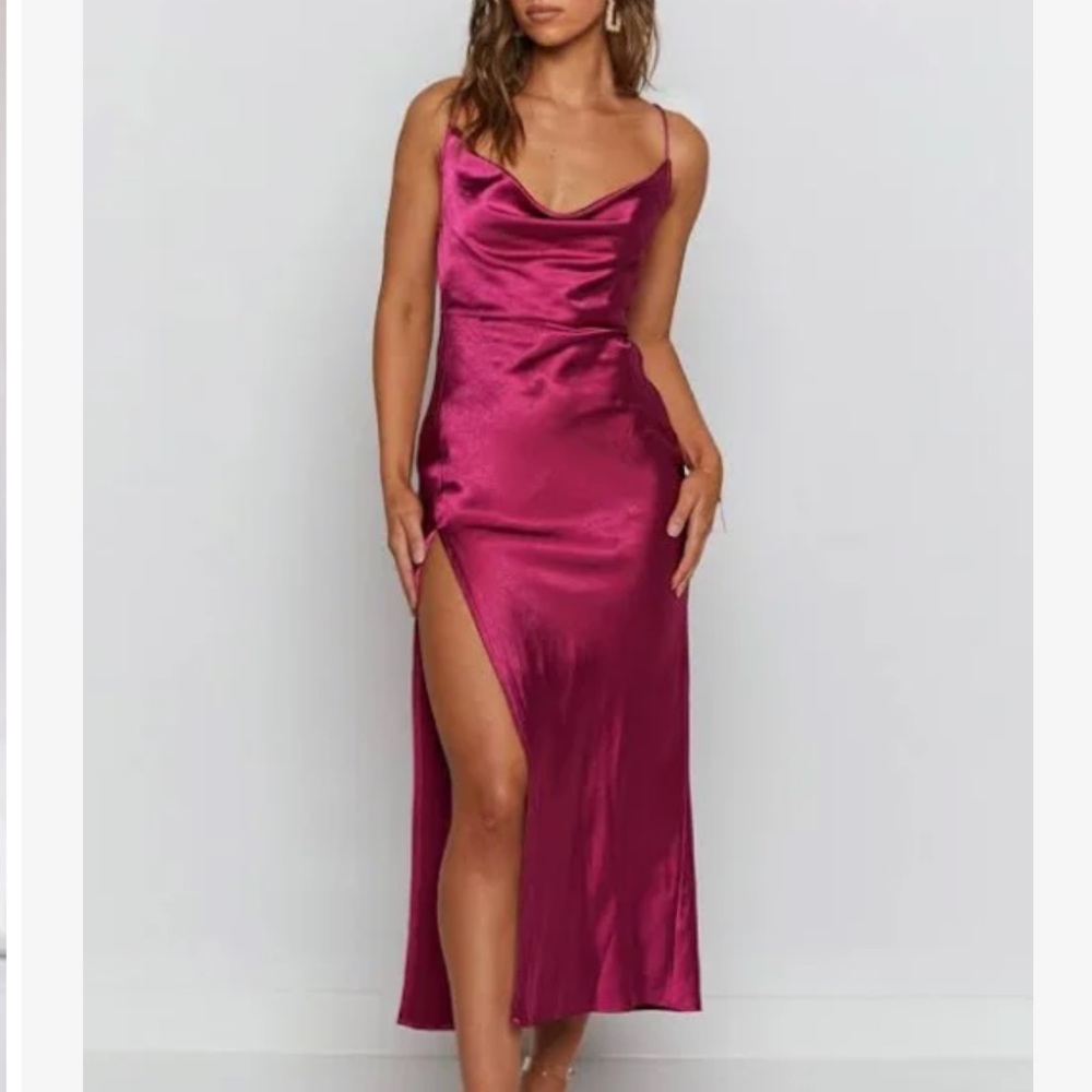 Magenta Silk Midi Dress 💞